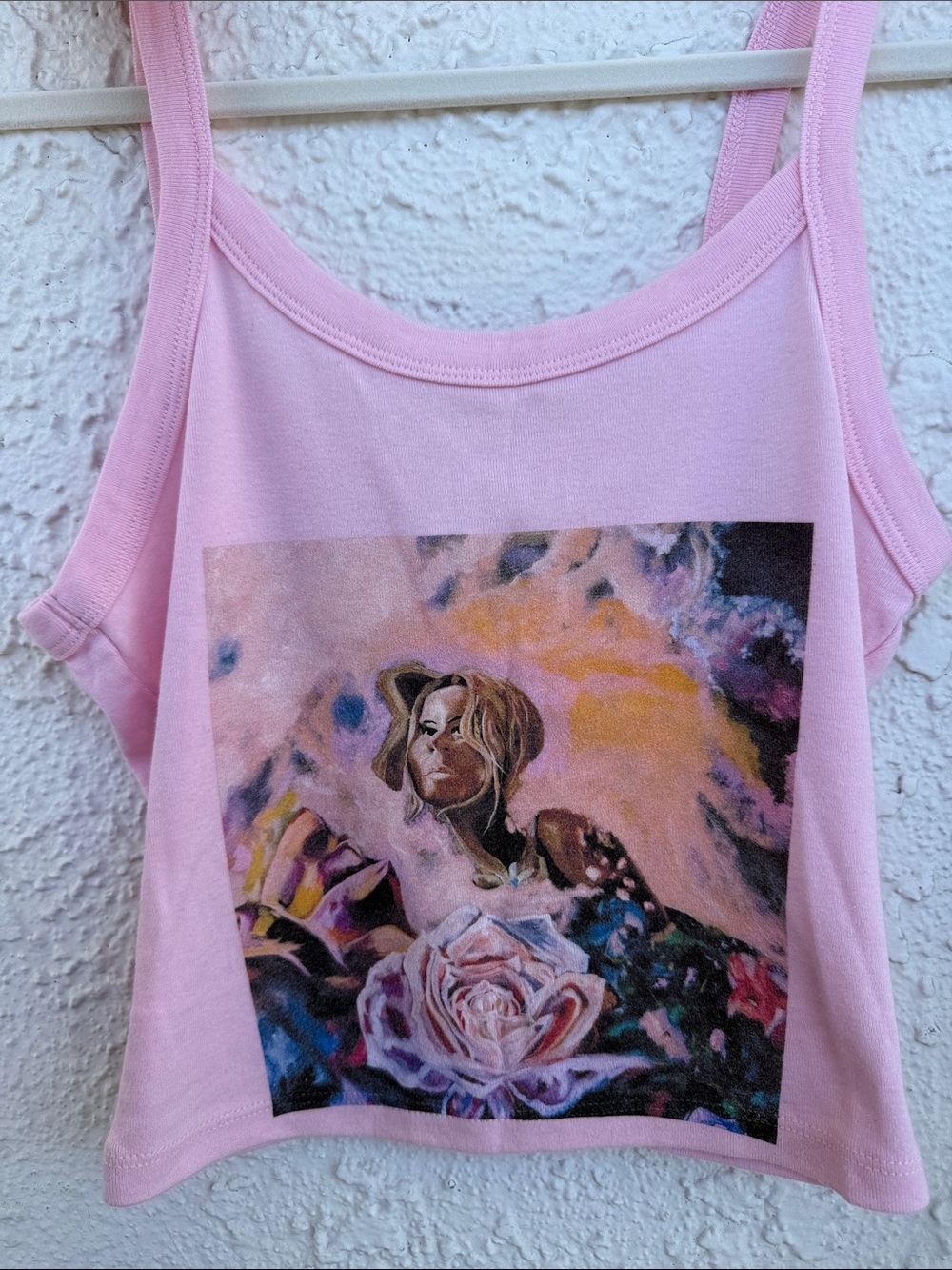 Pink Graphic Tank Top with Floral Print